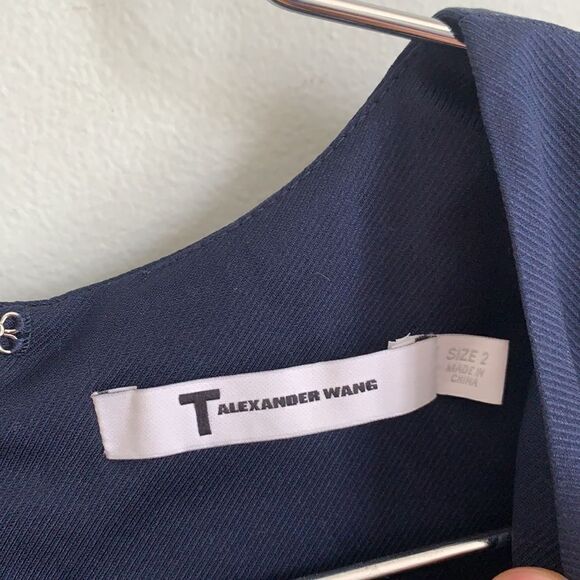 T by Alexander Wang Navy Blue Silk Twill Romper - Picture 6 of 6